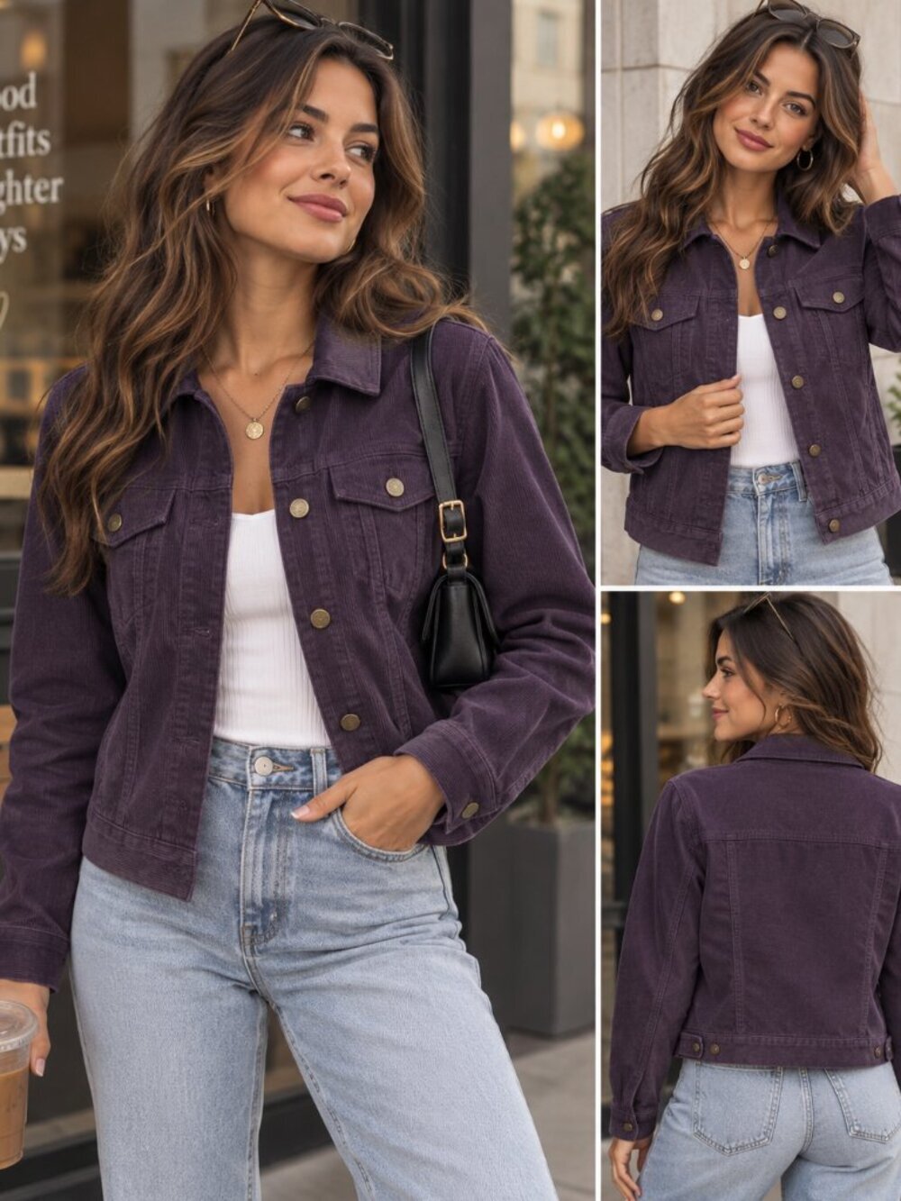 Ralph Lauren Jean Company Women's Purple Corduroy Preppy Jacket Sz M